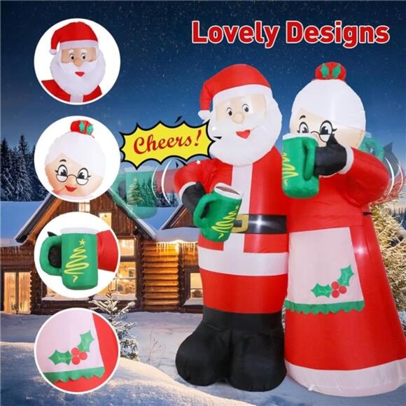 7FT Animated Christmas Inflatables Santa Claus Outdoor Decorations, - Picture 5 of 7